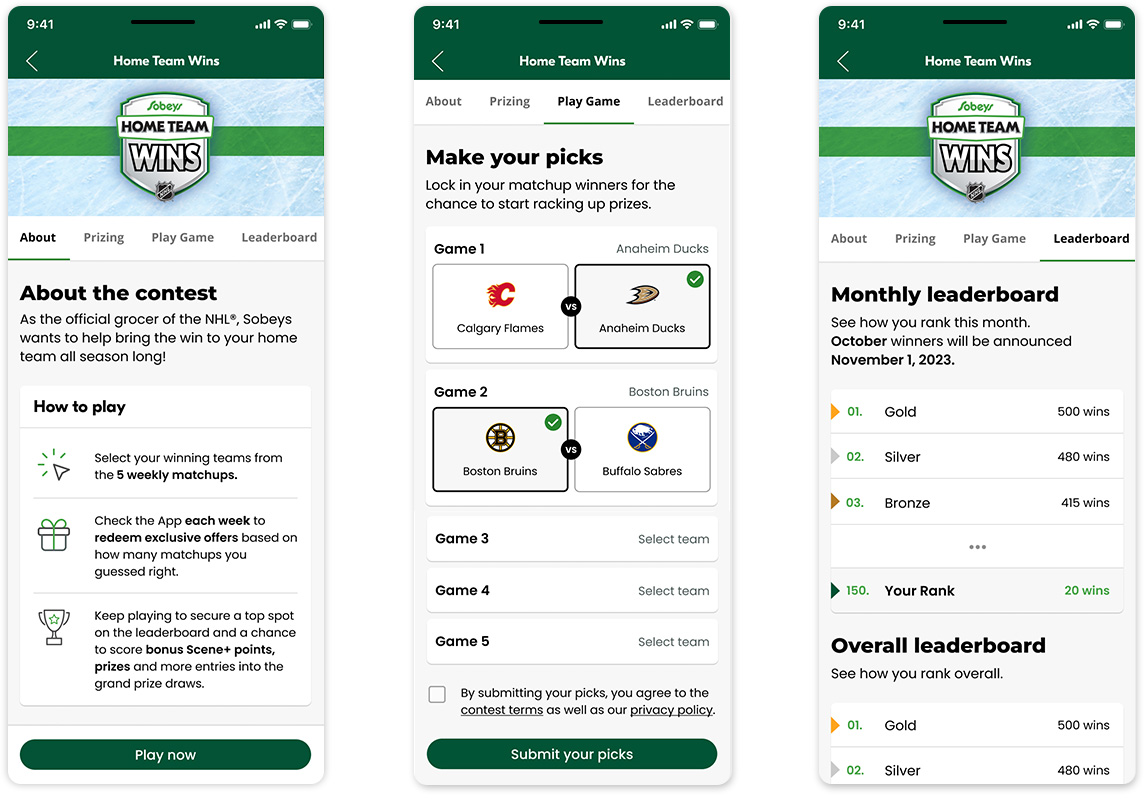 sobeys app game interface