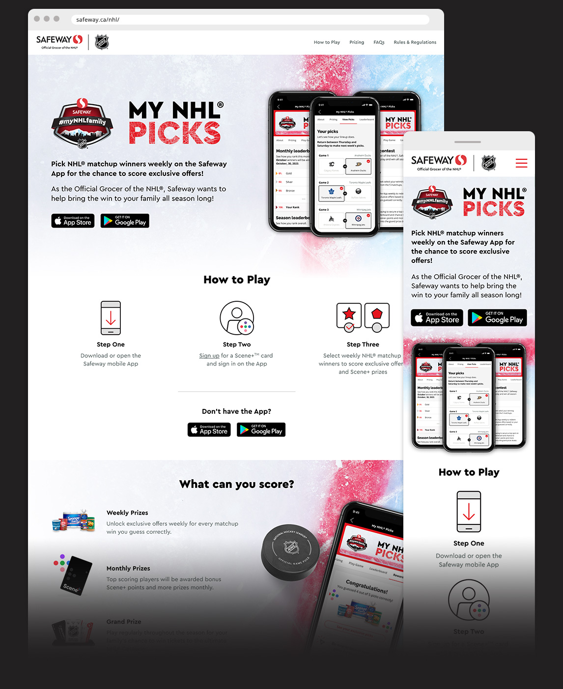 safeway landing page interface