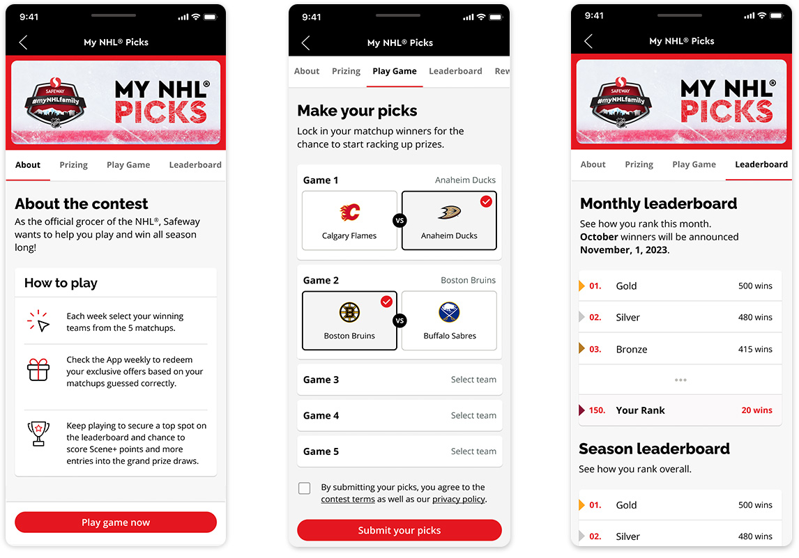 safeway app game interface